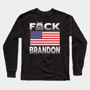 F-CK BRANDON FREEDOM CONVOY - TRUCKERS FOR FREEDOM - USA FREEDOM CONVOY 2022 TRUCKERS SILVER GRAY LETTERS Long Sleeve T-Shirt